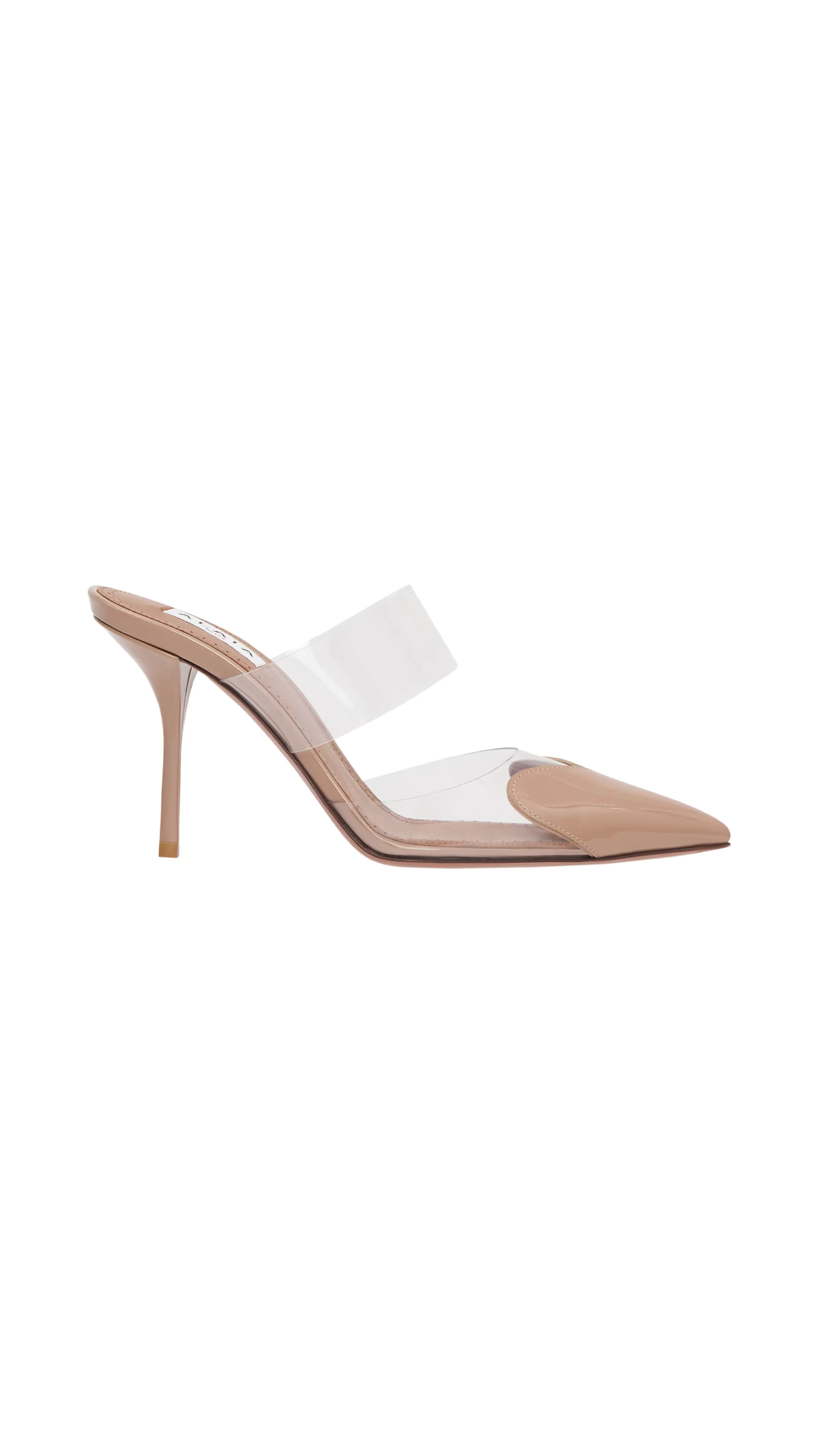 Heart Mules In Patent Calfskin - Beige