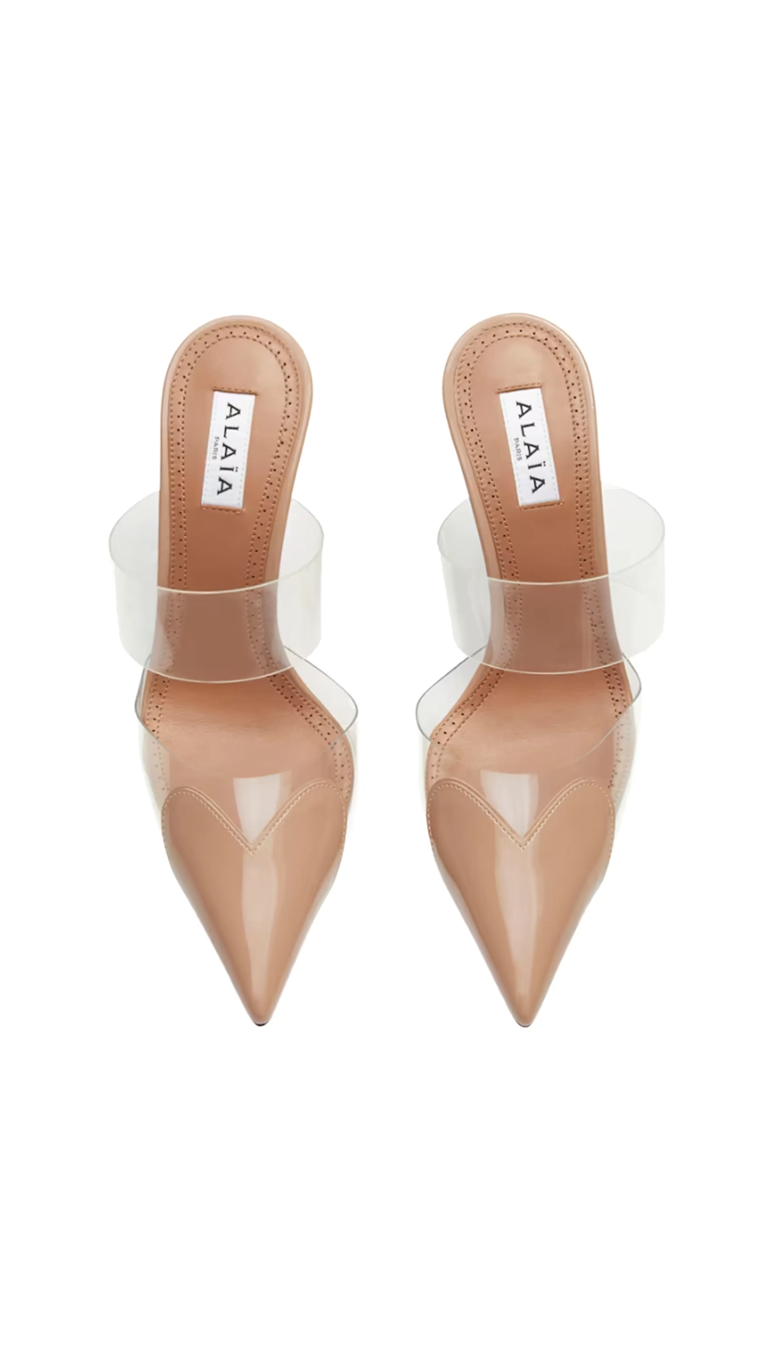 Heart Mules In Patent Calfskin - Beige