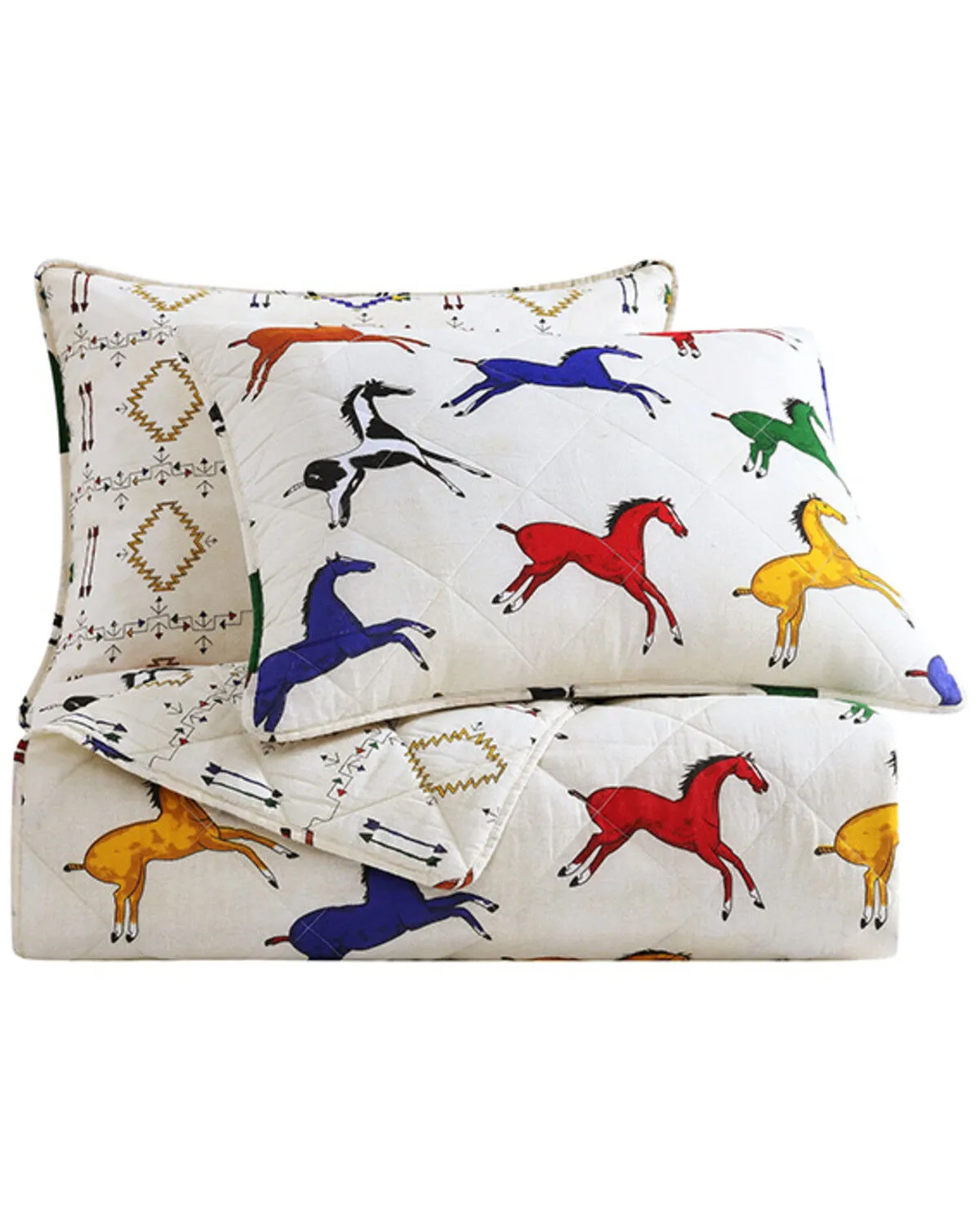 HiEnd Accents Wild Horses Reversible 3 Piece Quilt Set - Full / Queen Size