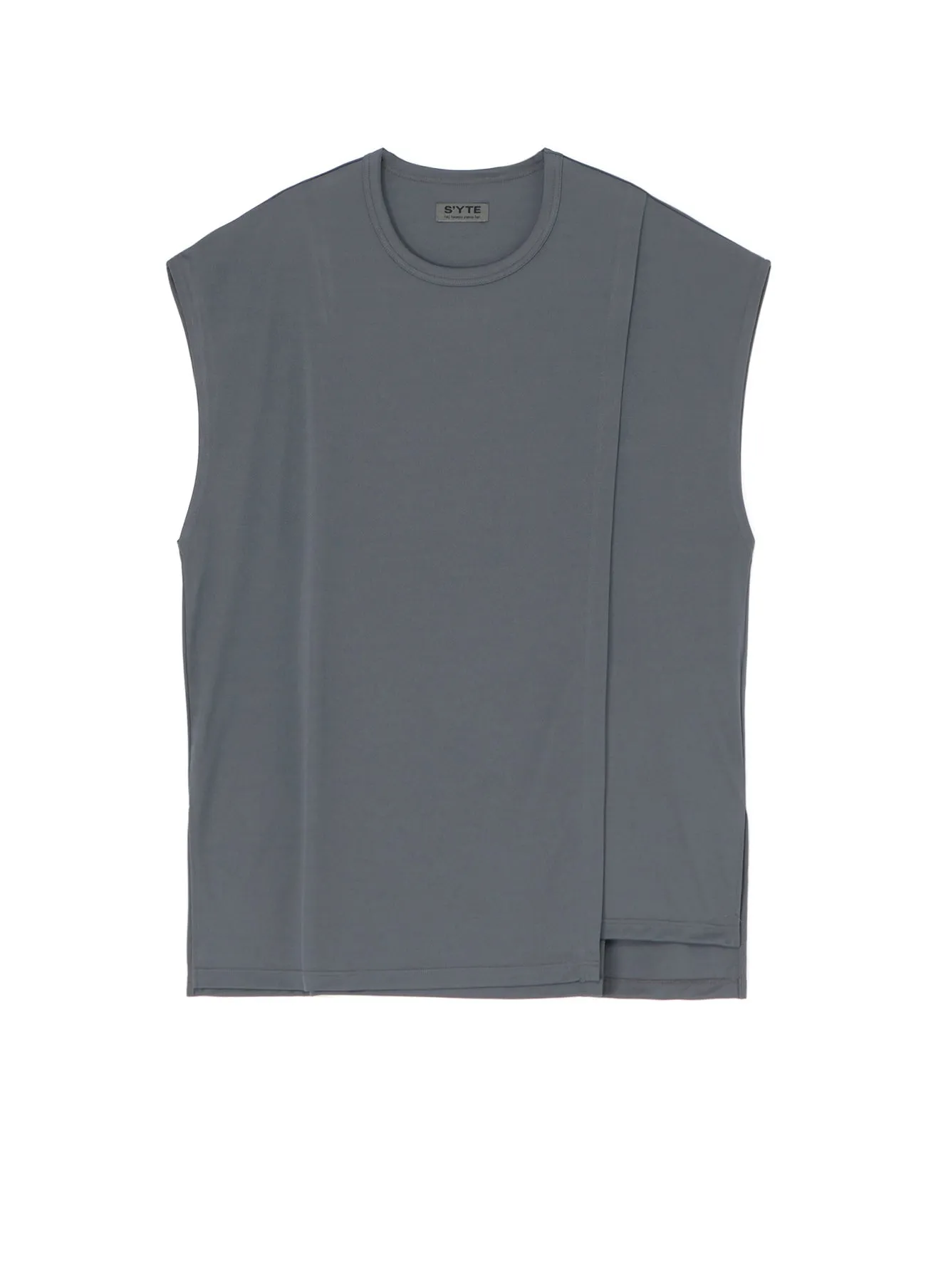 HIGH-GAUGE POLYESTER SMOOTH JERSEY LAYERED SLEEVELESS TOP