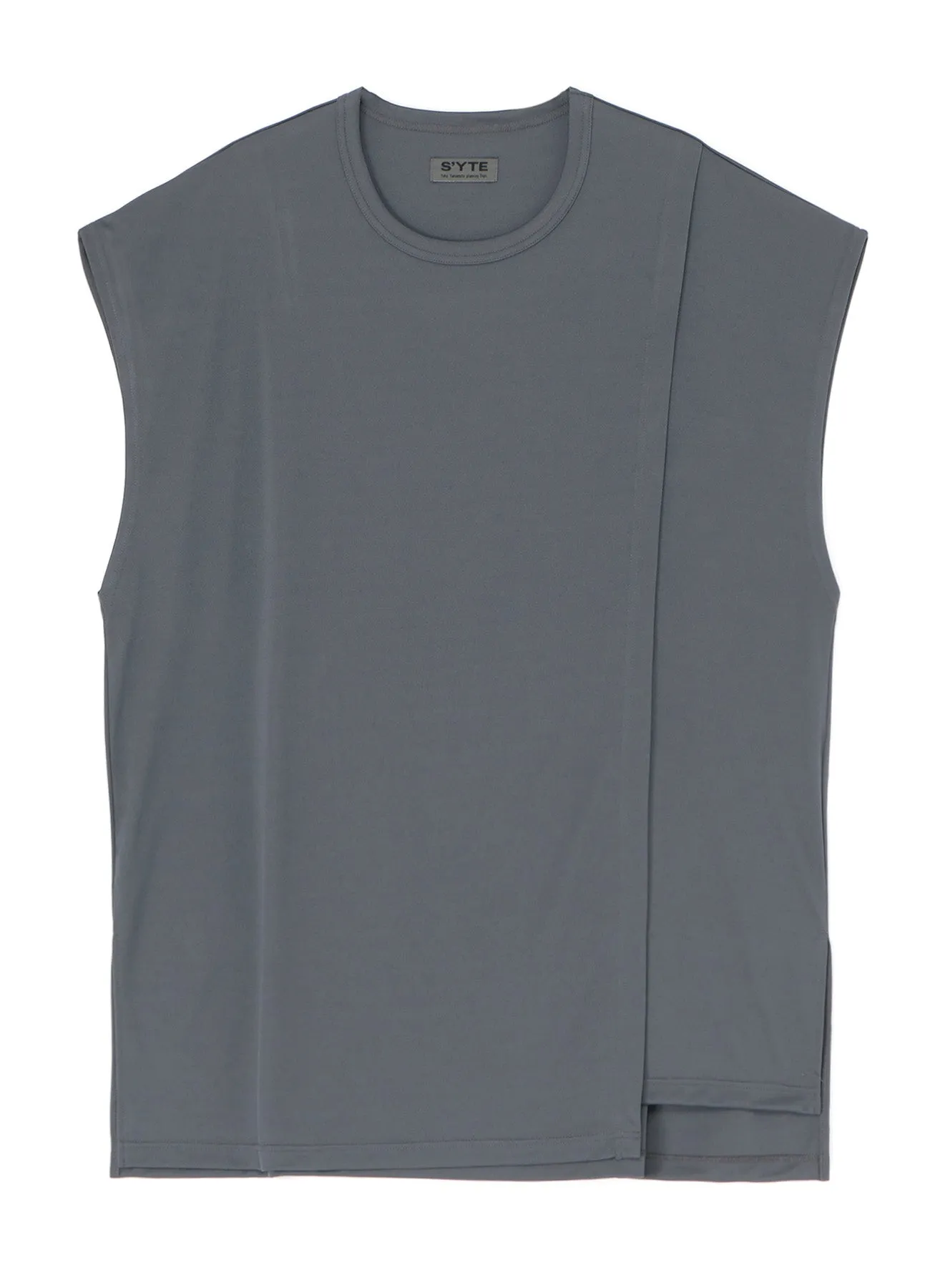 HIGH-GAUGE POLYESTER SMOOTH JERSEY LAYERED SLEEVELESS TOP