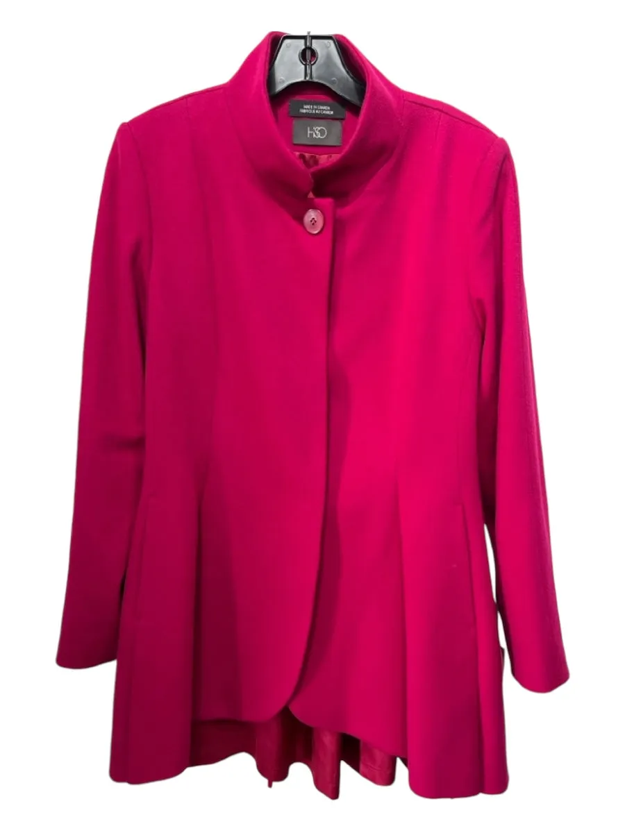 HiSO Size 10 Fuschia Pink Wool Collared Button Up seam detail Pockets Jacket