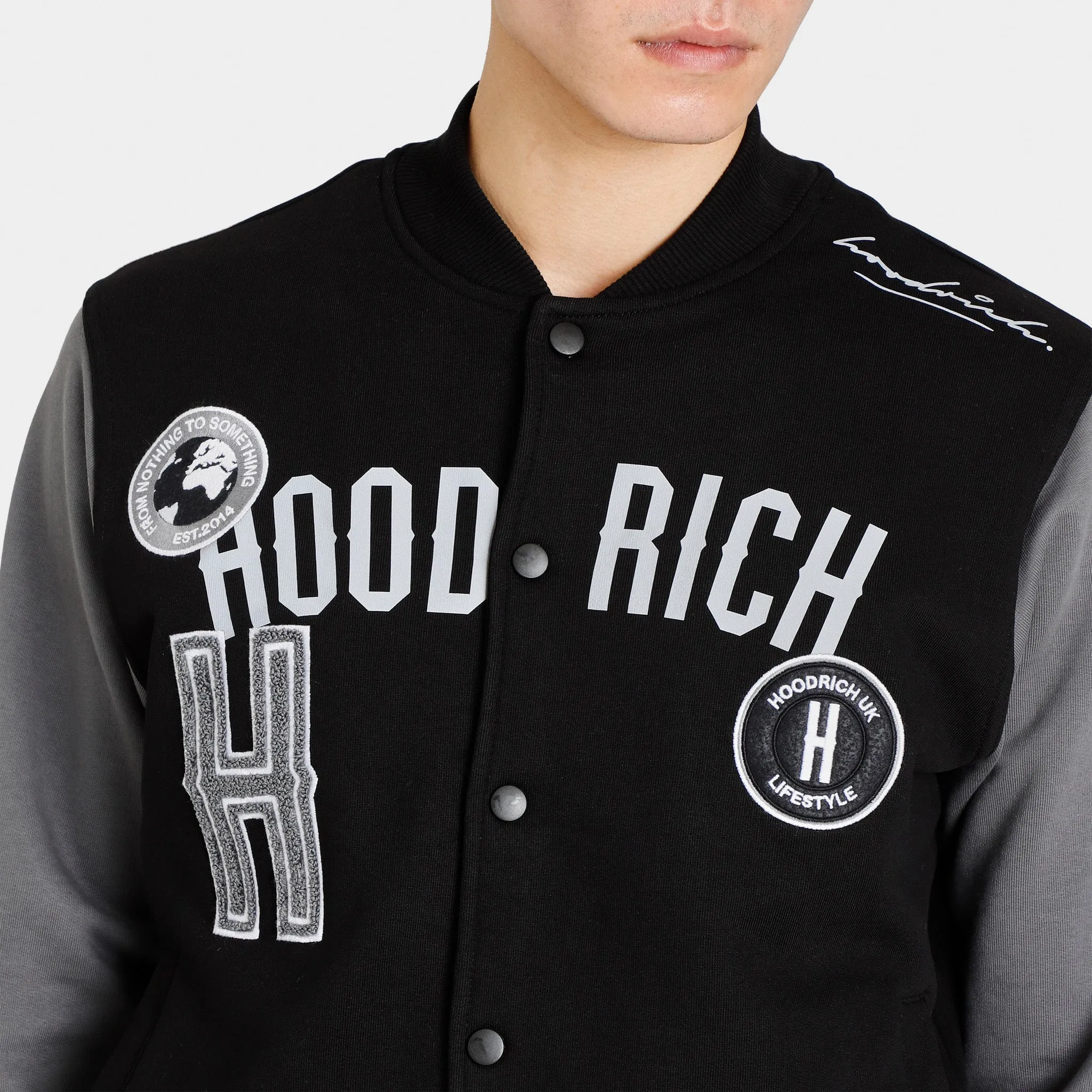 Hoodrich OG Pacific Varsity Bomber Jacket Black / Iron Gate - White