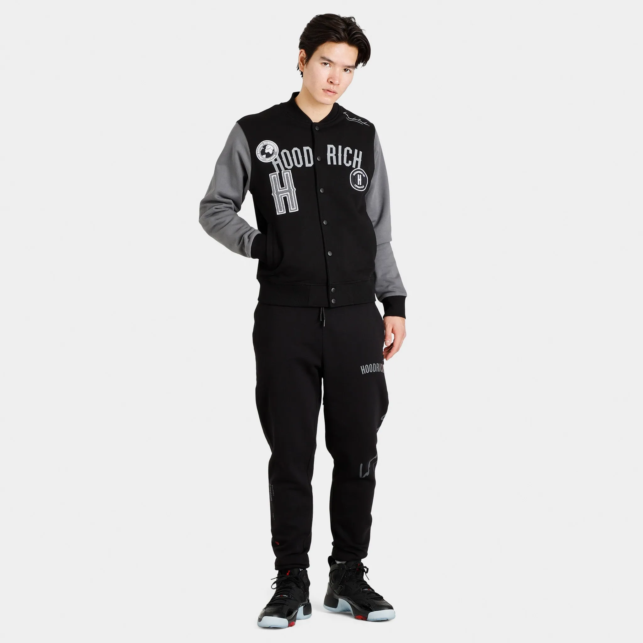 Hoodrich OG Pacific Varsity Bomber Jacket Black / Iron Gate - White