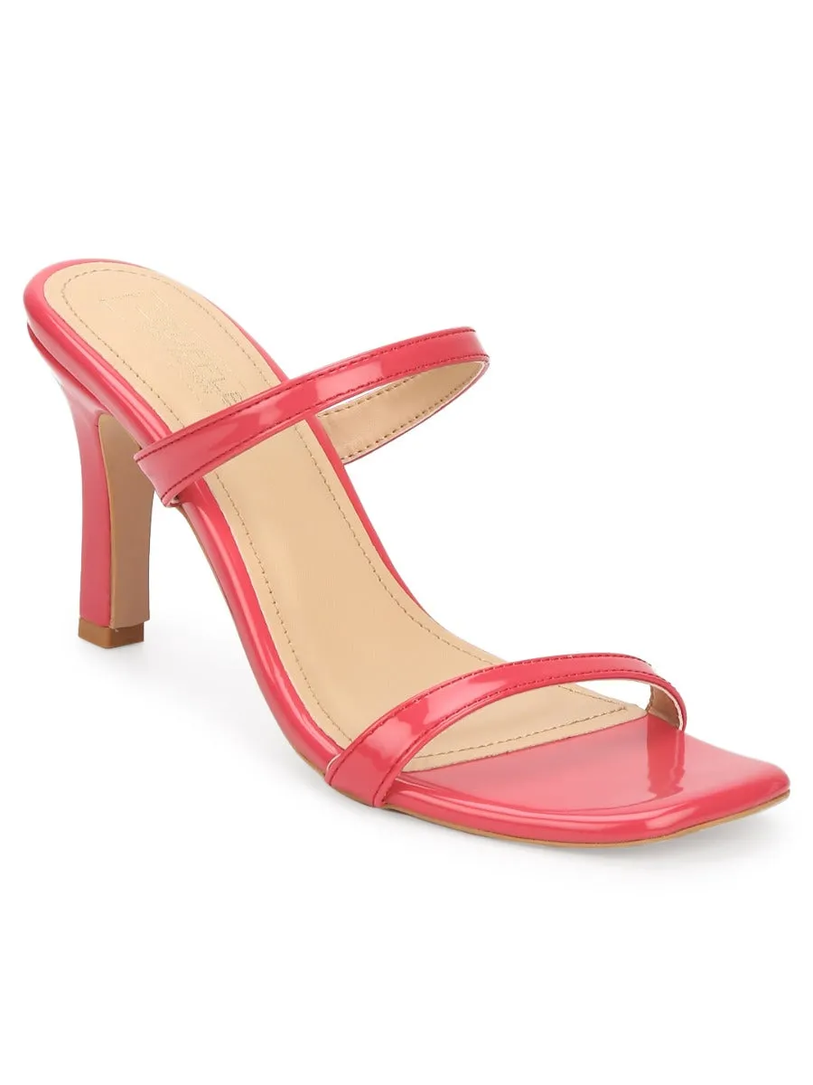 Hot Pink Patent Slim Strap High Heel Mules