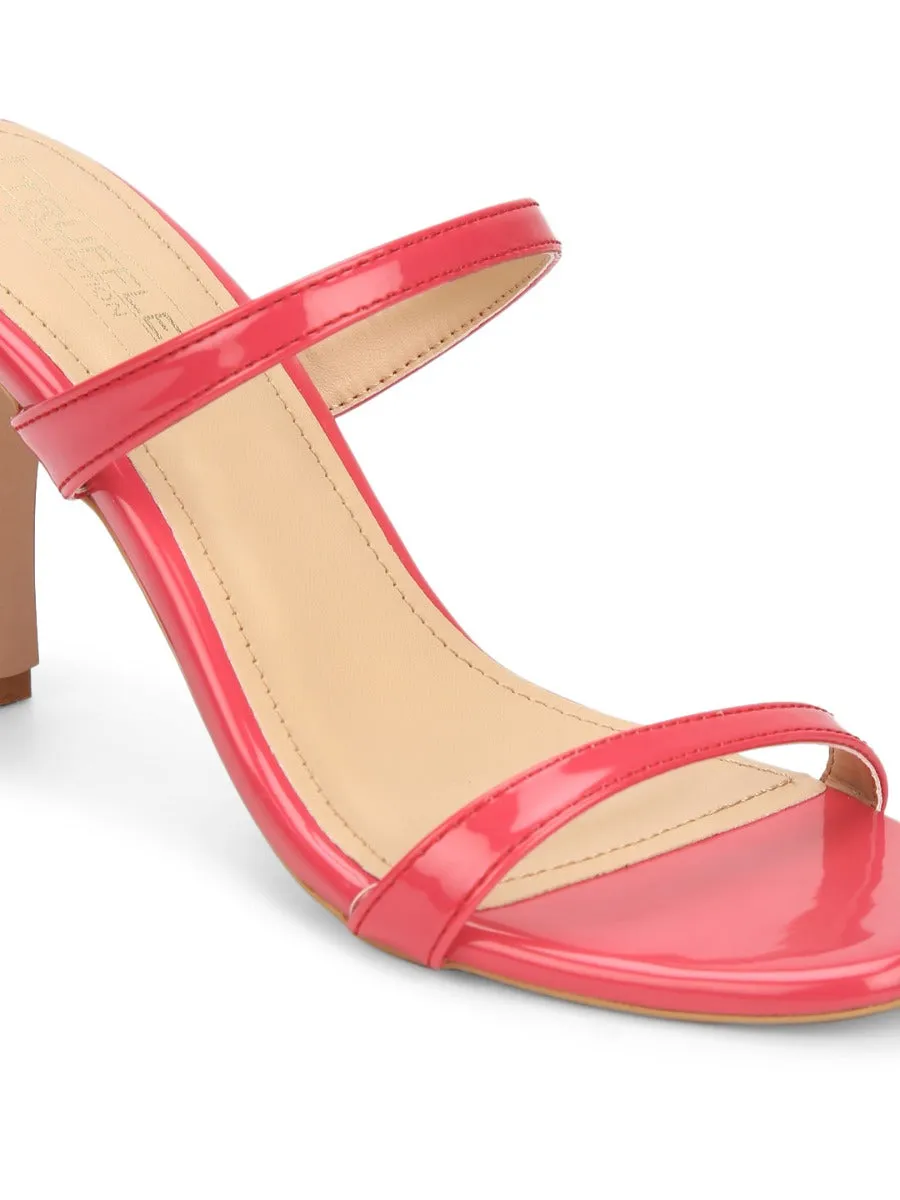 Hot Pink Patent Slim Strap High Heel Mules