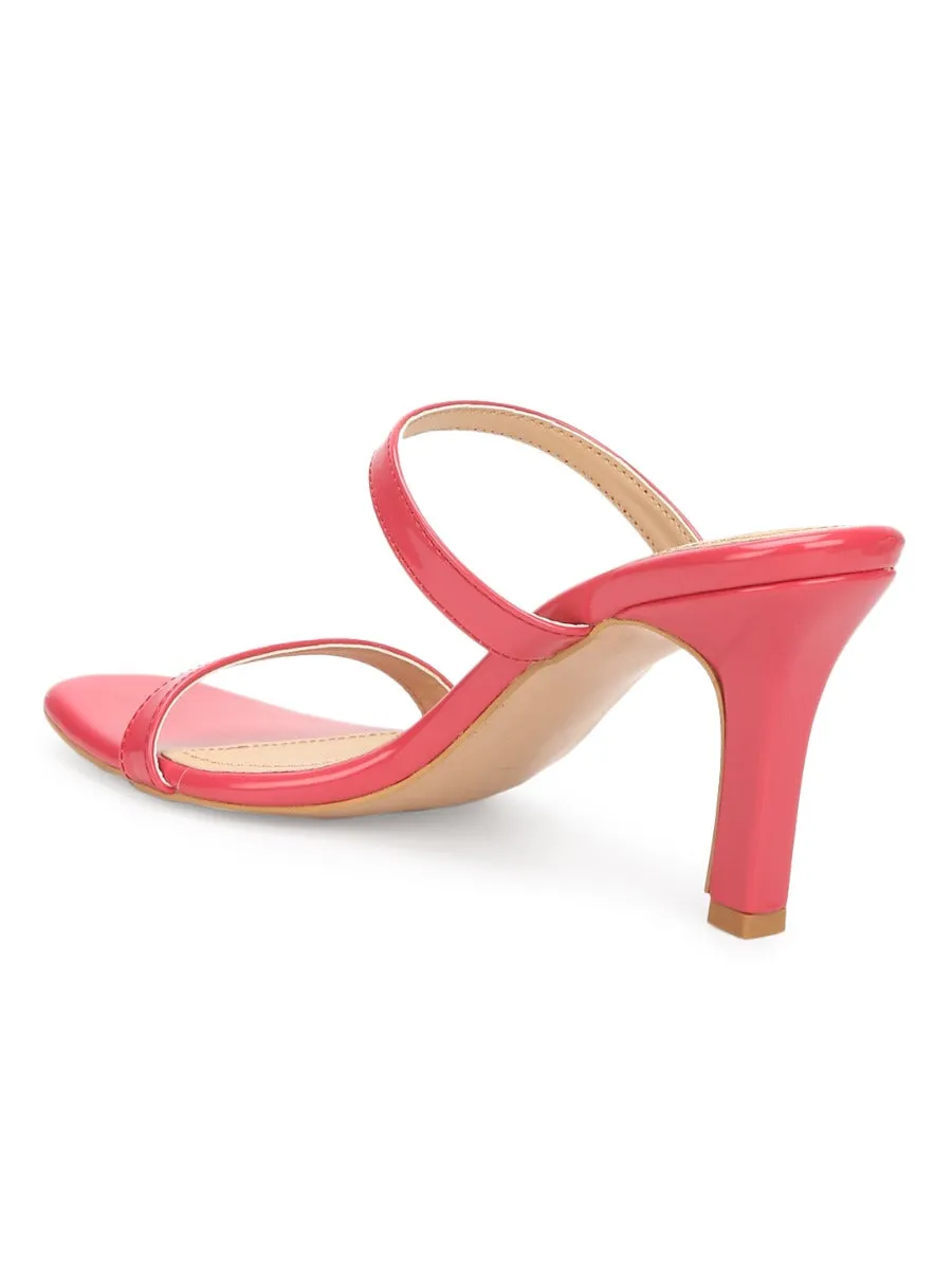 Hot Pink Patent Slim Strap High Heel Mules