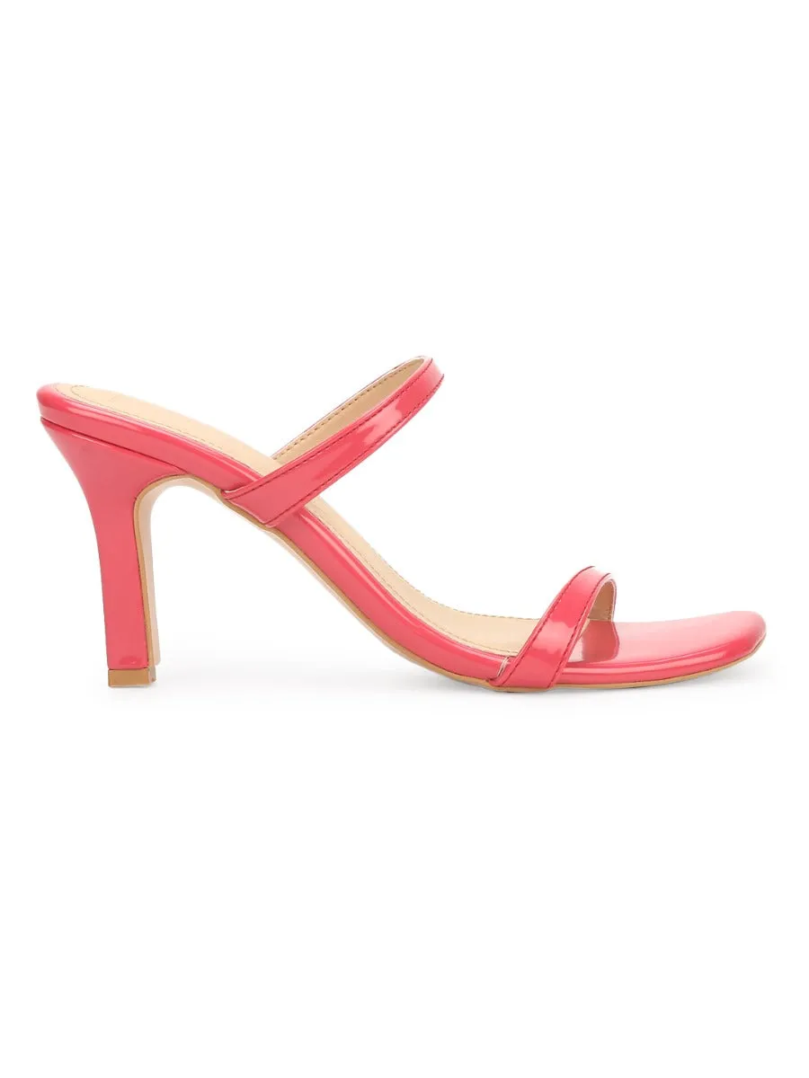 Hot Pink Patent Slim Strap High Heel Mules