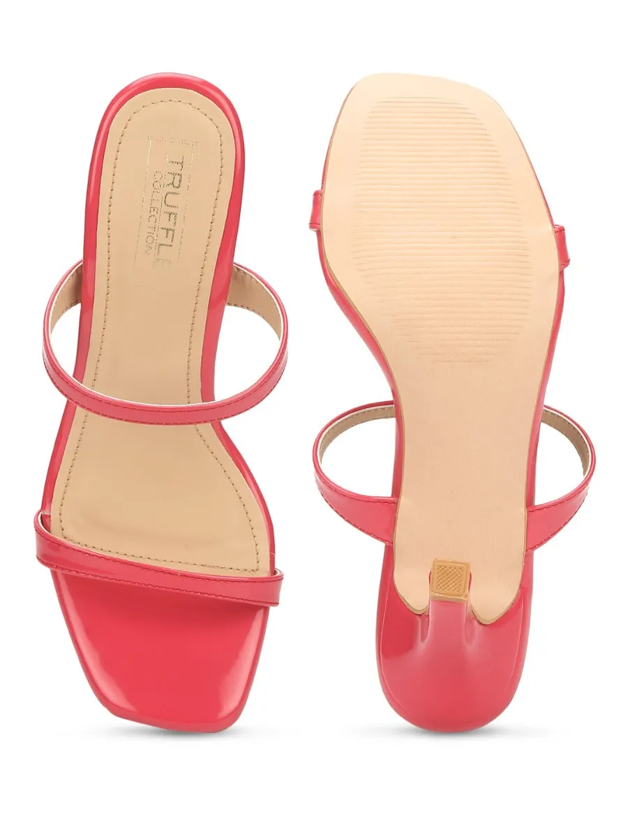 Hot Pink Patent Slim Strap High Heel Mules