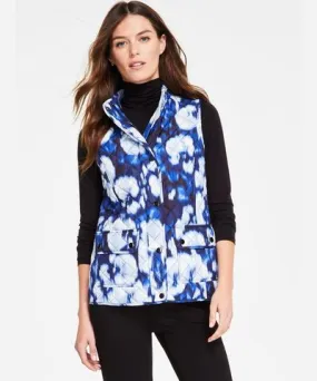 Jones New York Women's Printed Quilted Patch-Pocket Vest