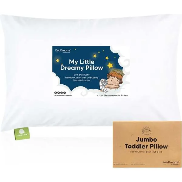 KeaBabies Jumbo Toddler Pillow with Pillowcase, Soft White