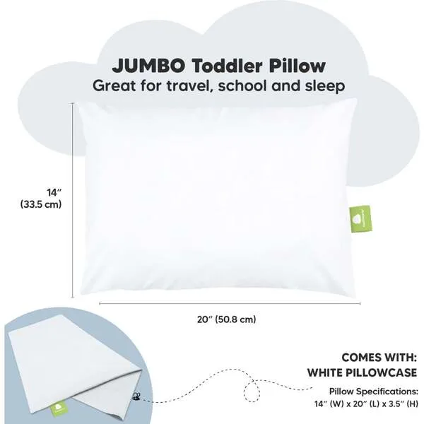 KeaBabies Jumbo Toddler Pillow with Pillowcase, Soft White