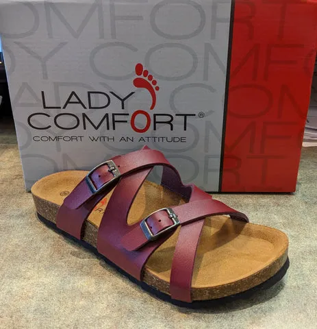 Lady Comfort Womens Debra Sandals - Burgundy