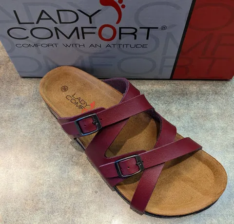 Lady Comfort Womens Debra Sandals - Burgundy