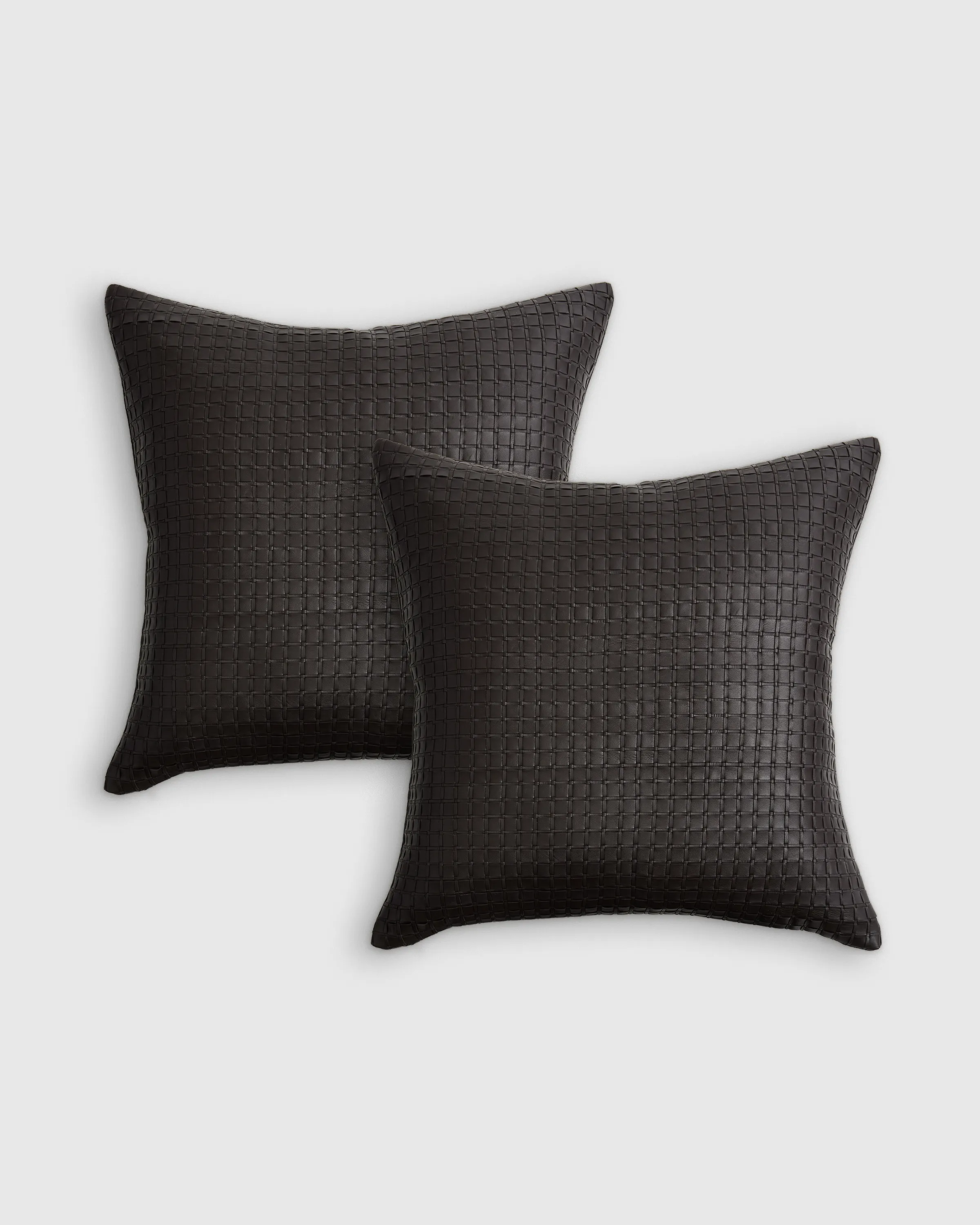 Leather Basketweave Pillow Cover - Set of 2