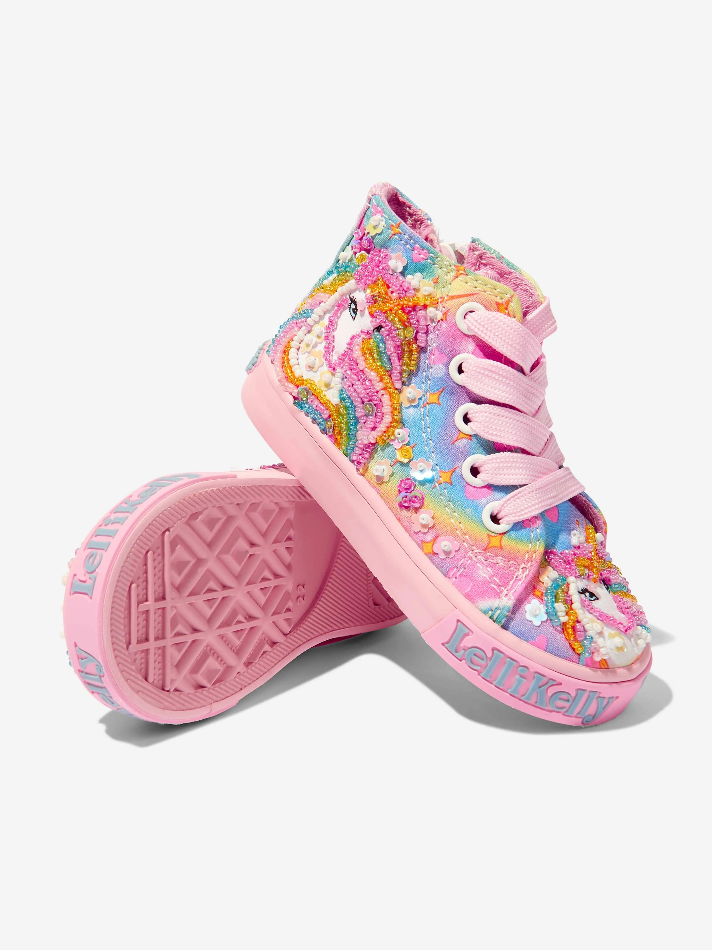 Lelli Kelly Girls Unicorn Rainbow High Top Trainers in Multicolour