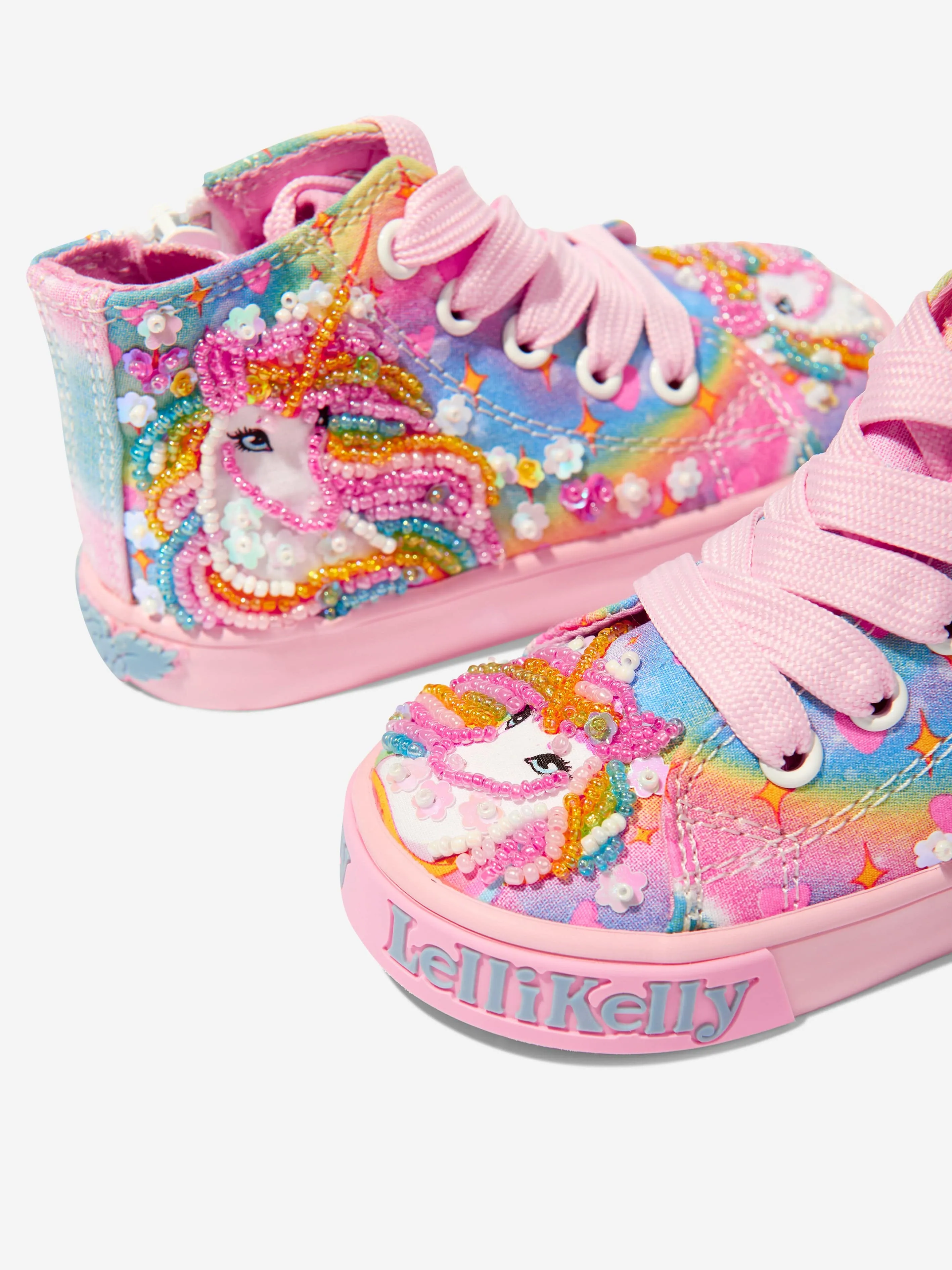 Lelli Kelly Girls Unicorn Rainbow High Top Trainers in Multicolour