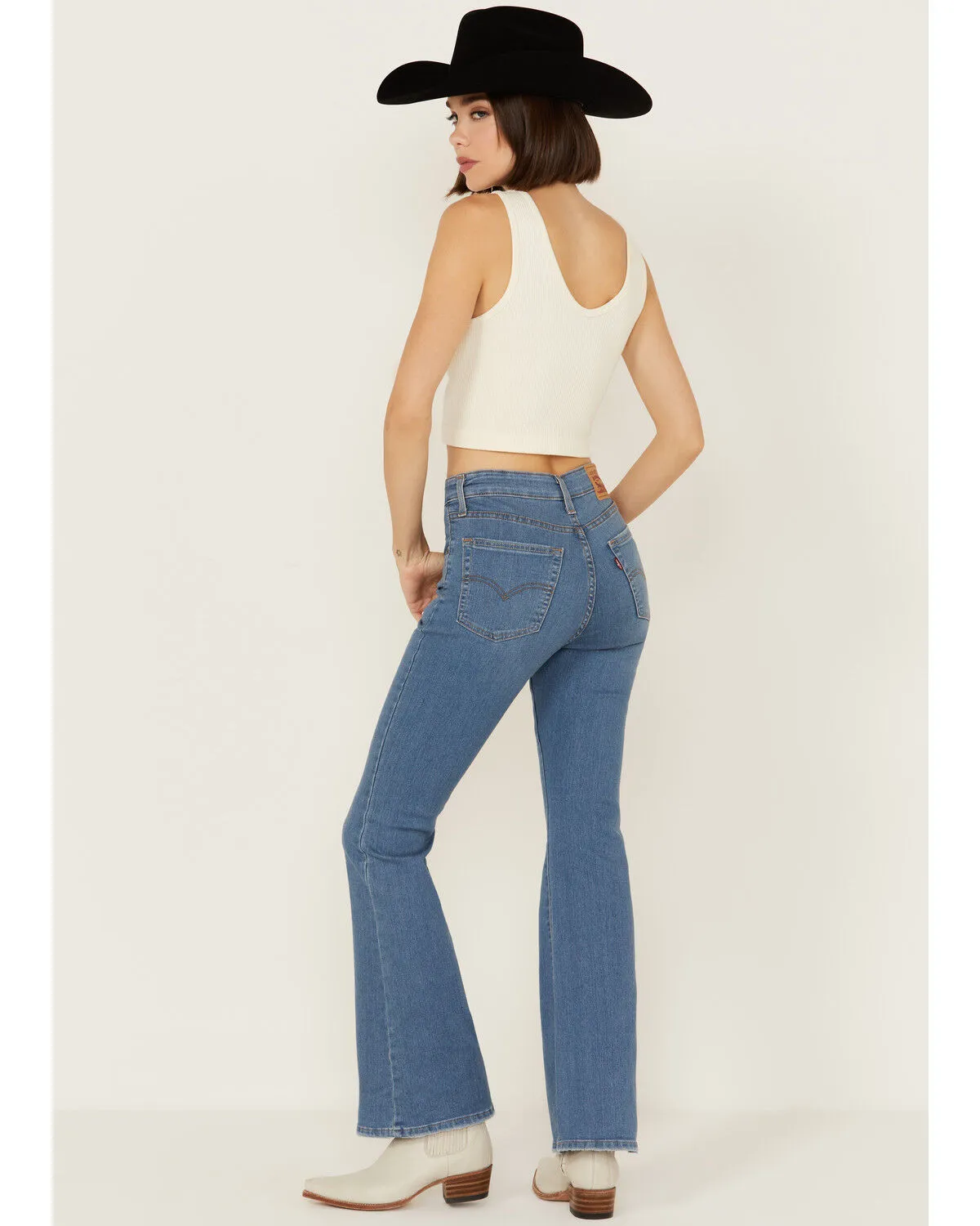 Levi's Women's Medium Wash The Lucky One High Rise 726 Stretch Flare Jeans