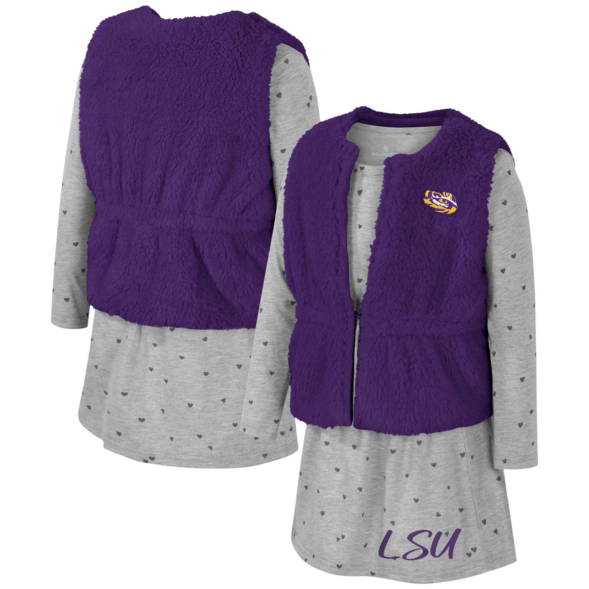 Lids Girls Toddler Colosseum Purple LSU Tigers Meowing Vest & Dress Set