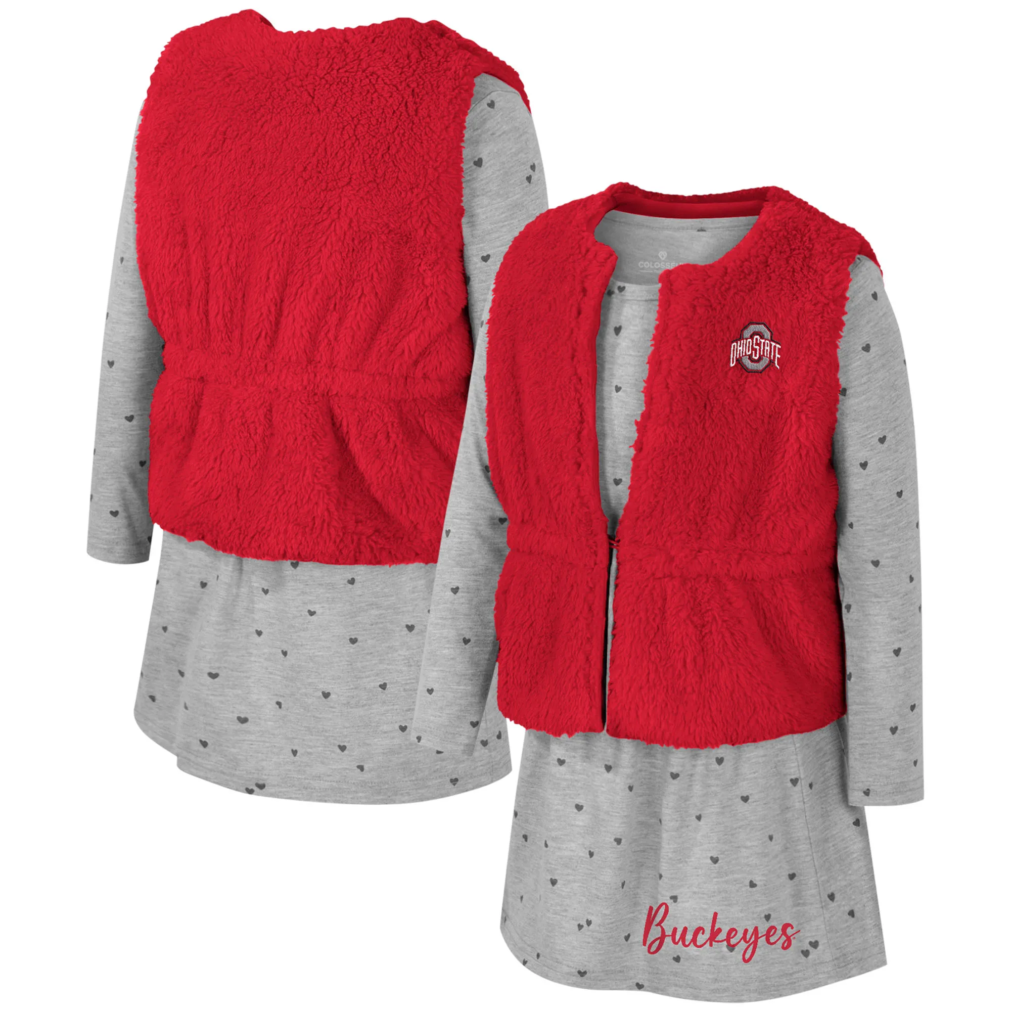 Lids Girls Toddler Colosseum Scarlet Ohio State Buckeyes Meowing Vest & Dress Set