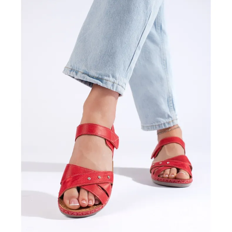 Light red women's platform sandals