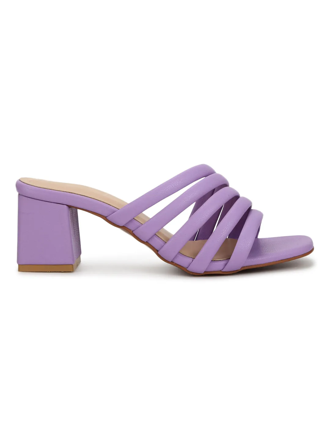 Lilac Purple PU Strappy Mules