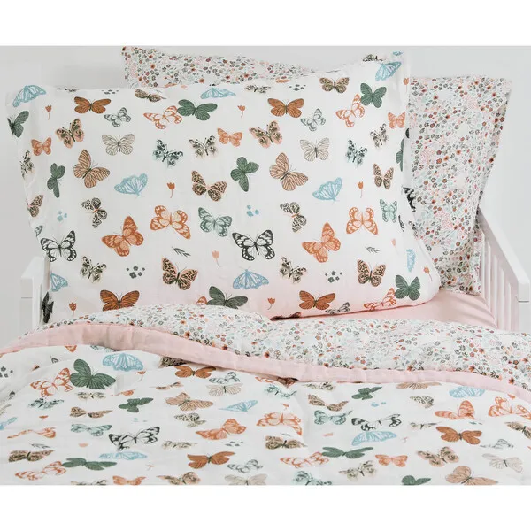 Little Unicorn Cotton Muslin Pillowcase, Butterflies (Pack Of 2)