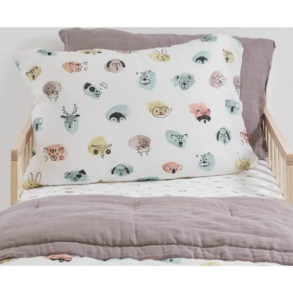 Little Unicorn Cotton Muslin Pillowcase, Colorful Critters (Pack Of 2)