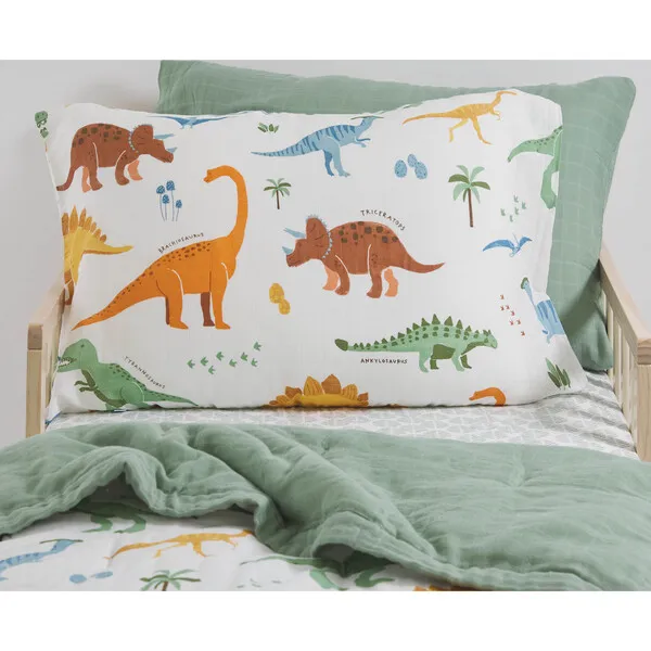 Little Unicorn Cotton Muslin Pillowcase, Dino Names (Pack Of 2)