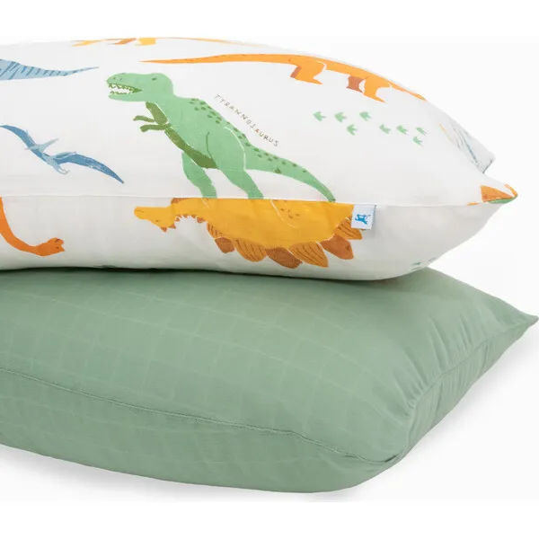 Little Unicorn Cotton Muslin Pillowcase, Dino Names (Pack Of 2)