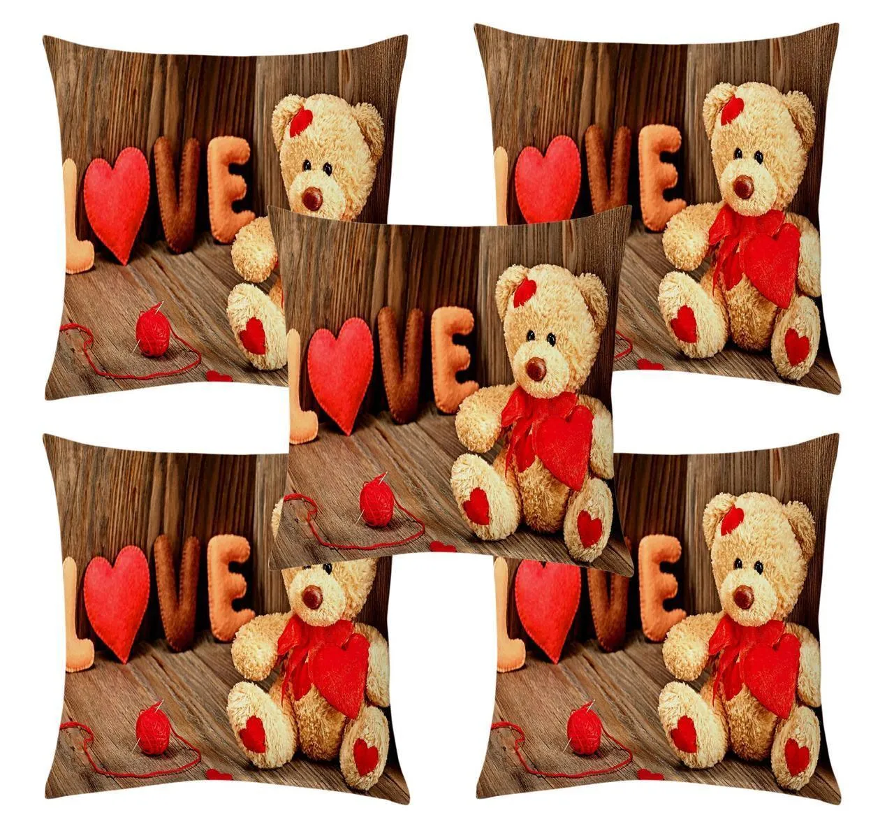 Love Printed Jute Cushions Cover  (Pack of 5, 40 * 40 cm, Multicolor)