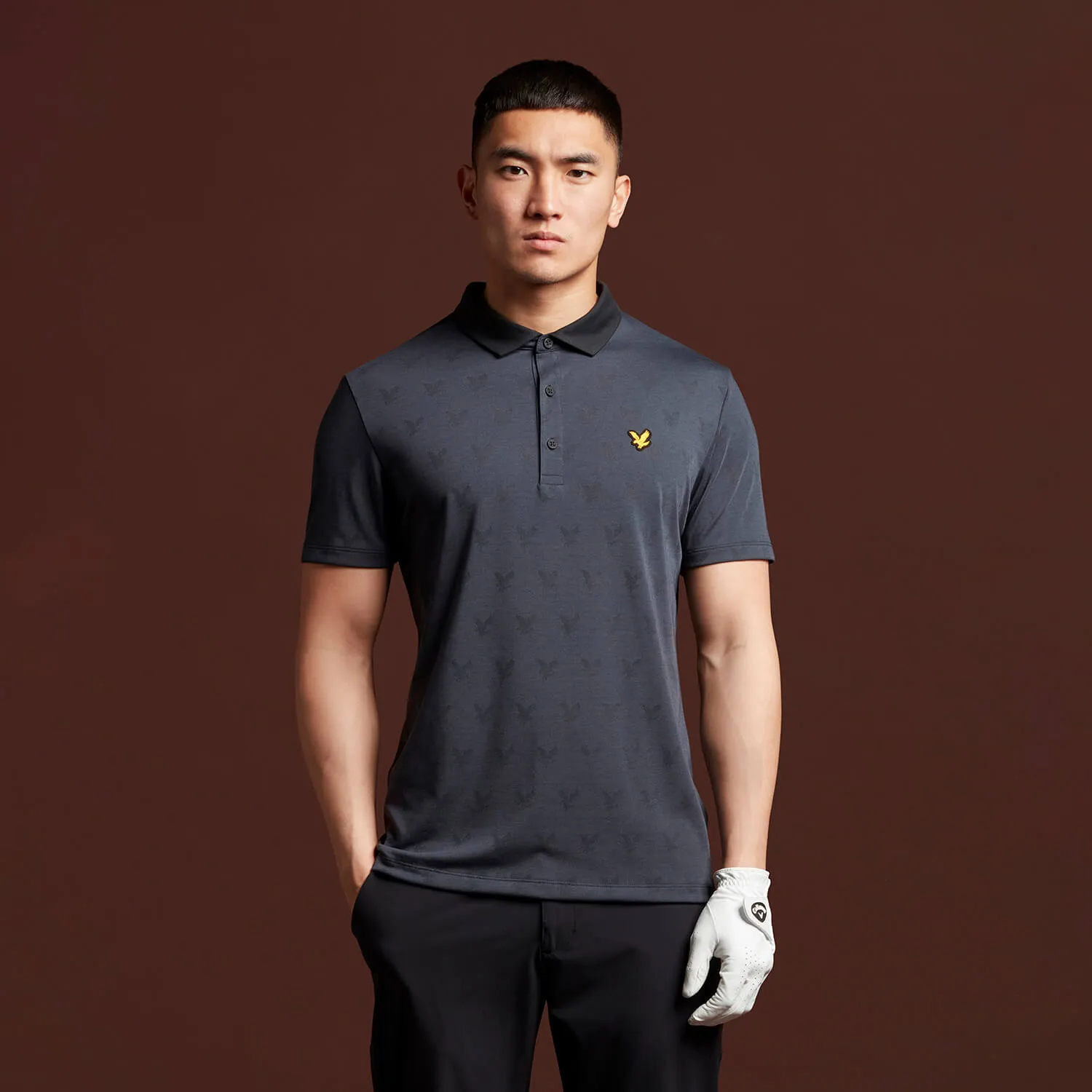 L&S Jaquard polo Black