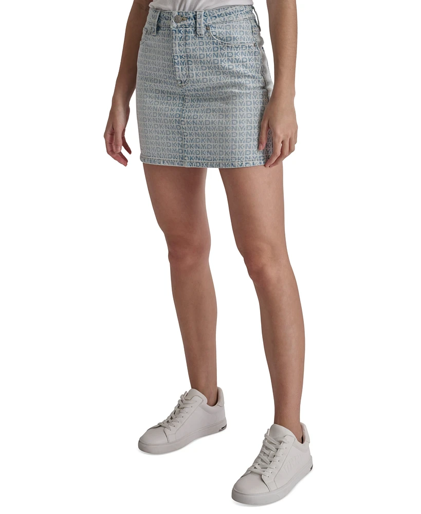 Macy's Dkny Jeans Women's Printed High-Rise Denim Miniskirt