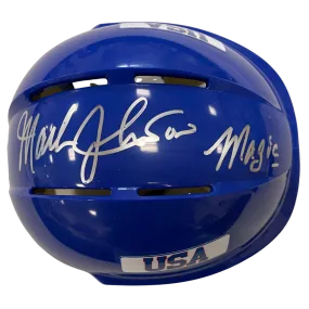 Mark Johnson Autographed Royal Blue Mini Helmet Magic (#1/10)