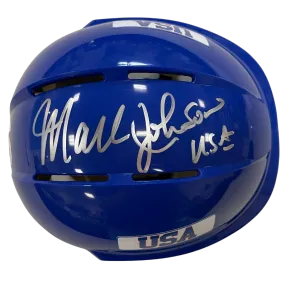 Mark Johnson Autographed Royal Blue Mini Helmet USA (#1/10)