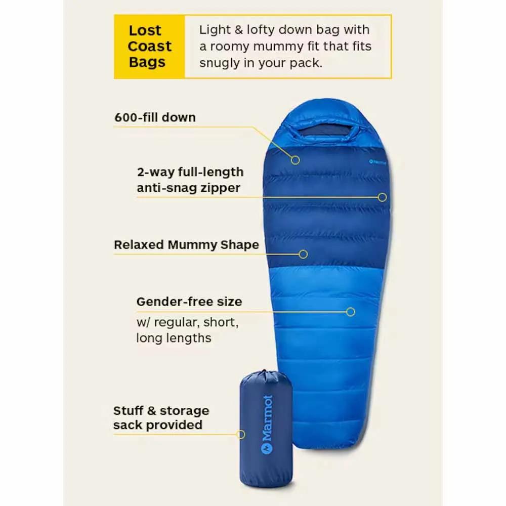 Marmot Lost Coast 5 Left Zipper Long Sleeping Bag - Golden Sun/Tangelo