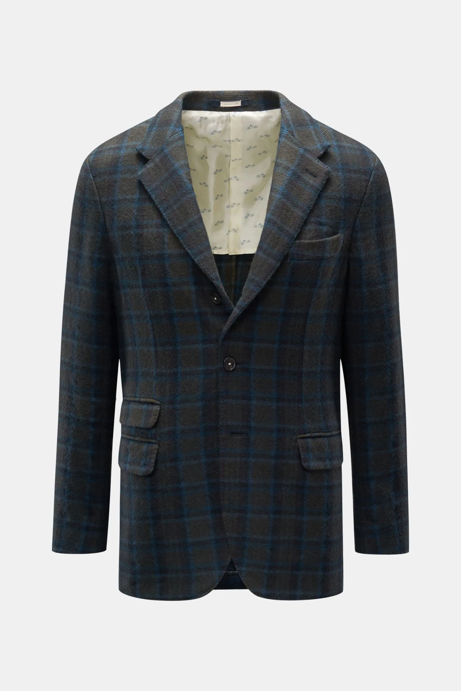 MASSIMO ALBA smart-casual jacket 'Catch' dark olive/turquoise/black checked