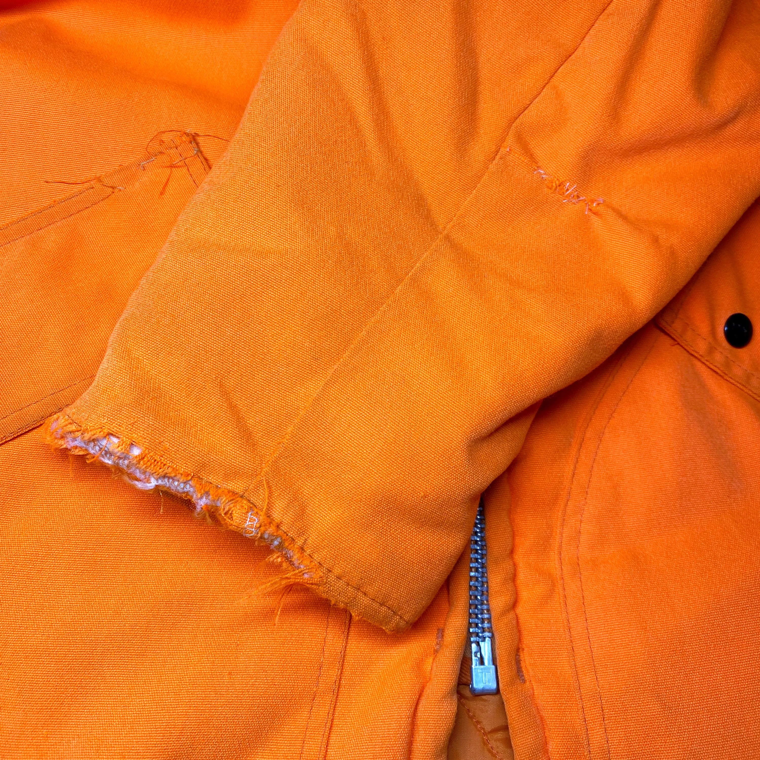 Medium 70s Neon Orange Quilt Lined Hunting Jacket