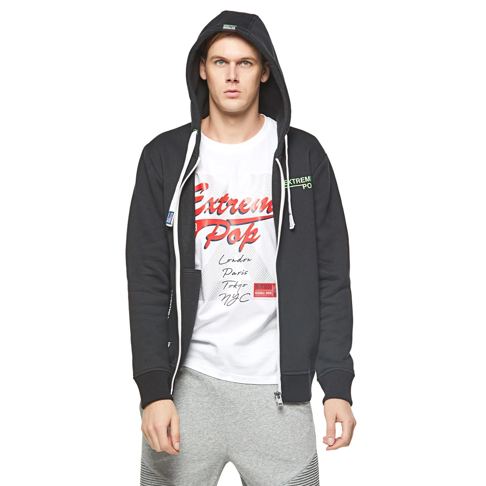 Mens Ex-Back Zip-up Hoodie - Black