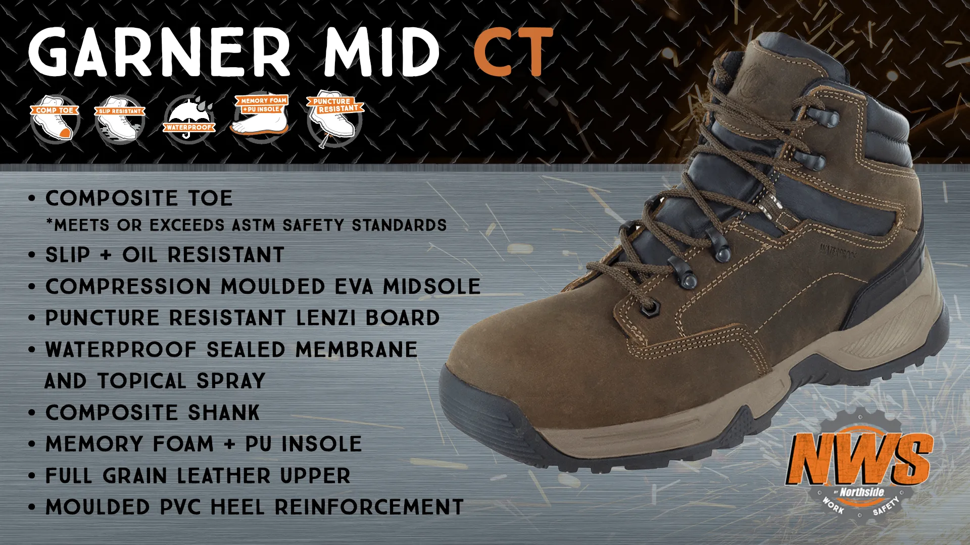 Men's Garner Mid Composite Toe Waterproof Work Boot