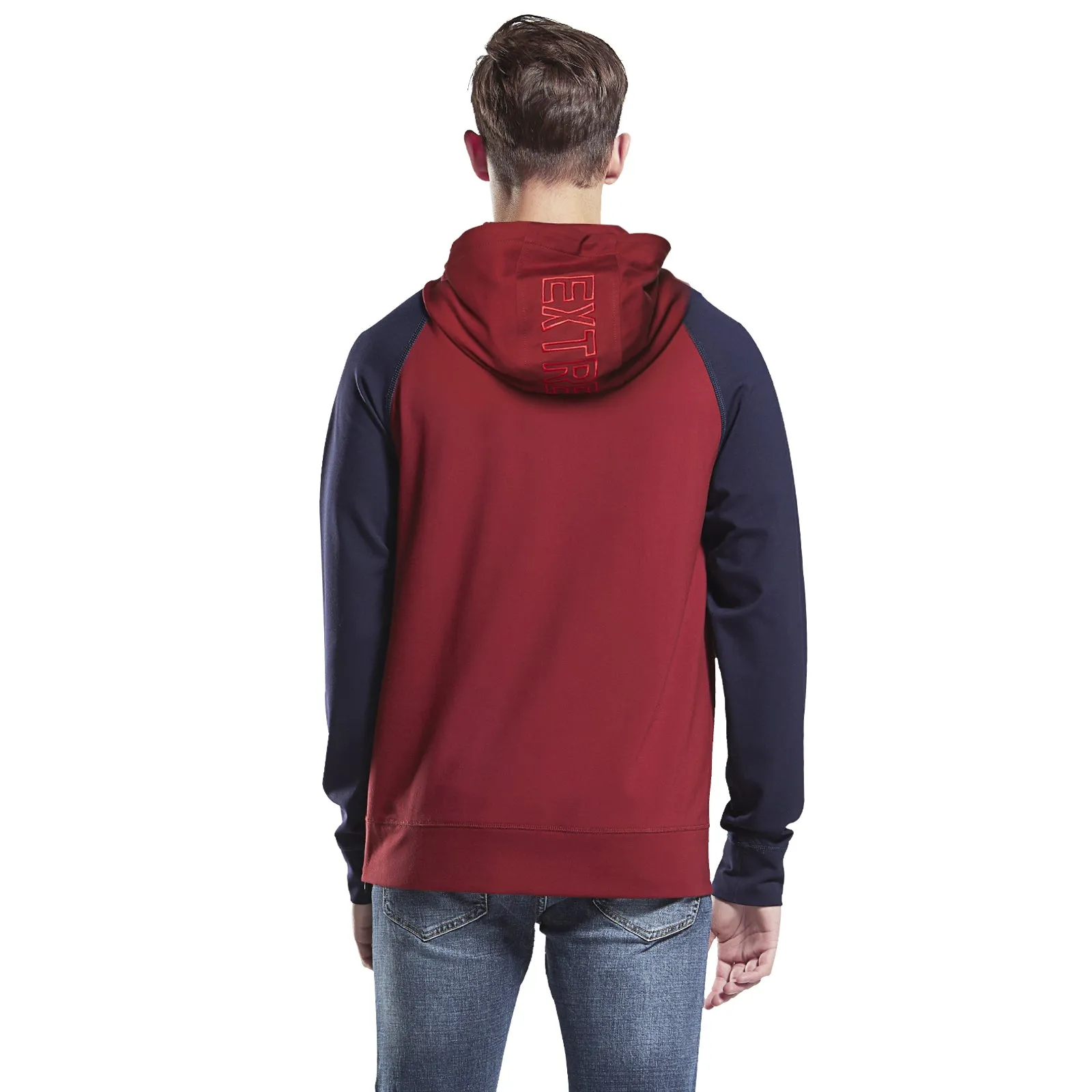 Men's Hoodie Everyday Sleeve Burgundy and Navy Raglan