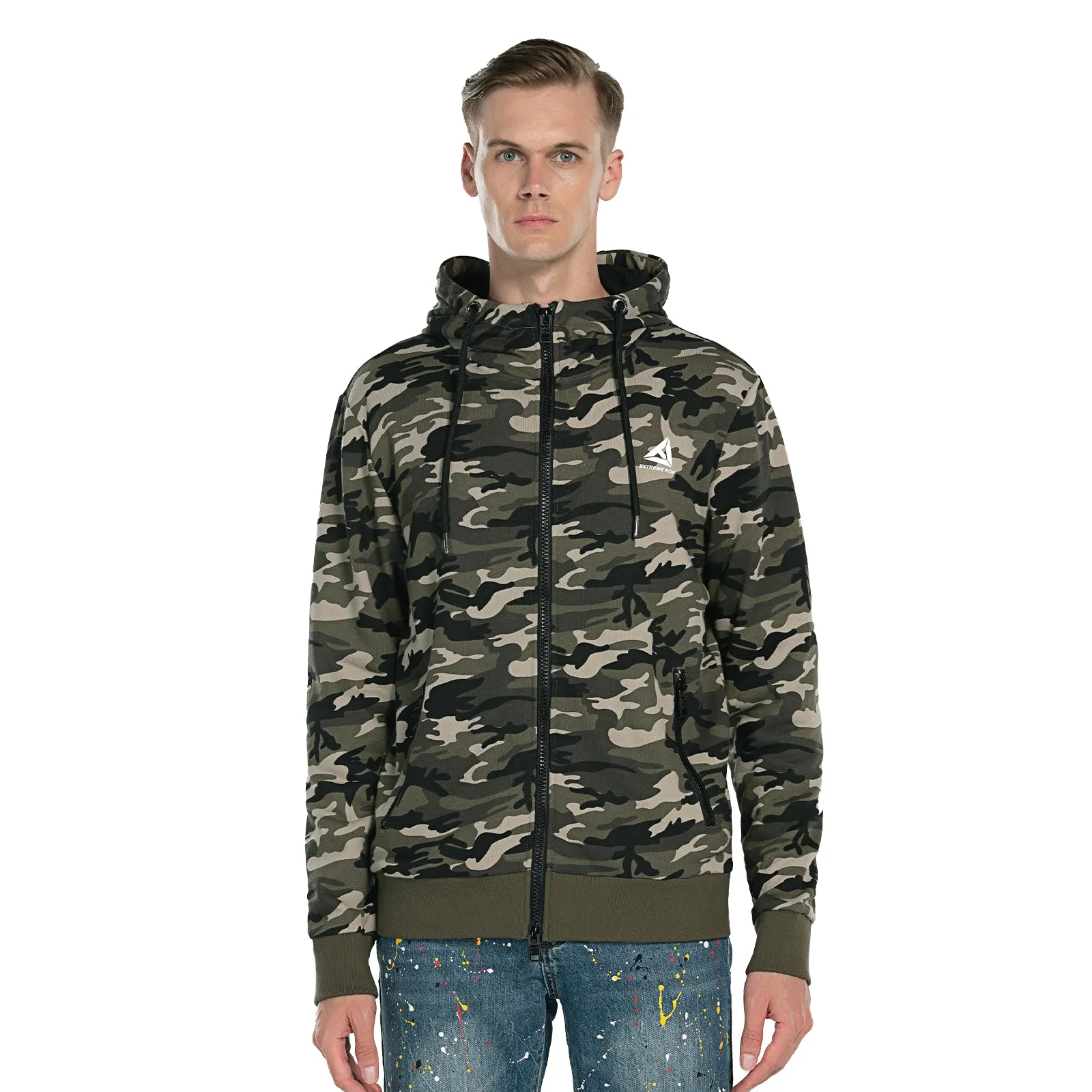 Mens Hoodie Full Zip Sweatshirts Camo Jacket size S M L XL