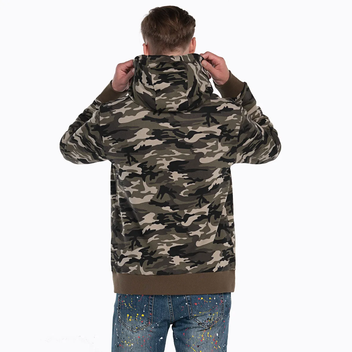 Mens Hoodie Full Zip Sweatshirts Camo Jacket size S M L XL