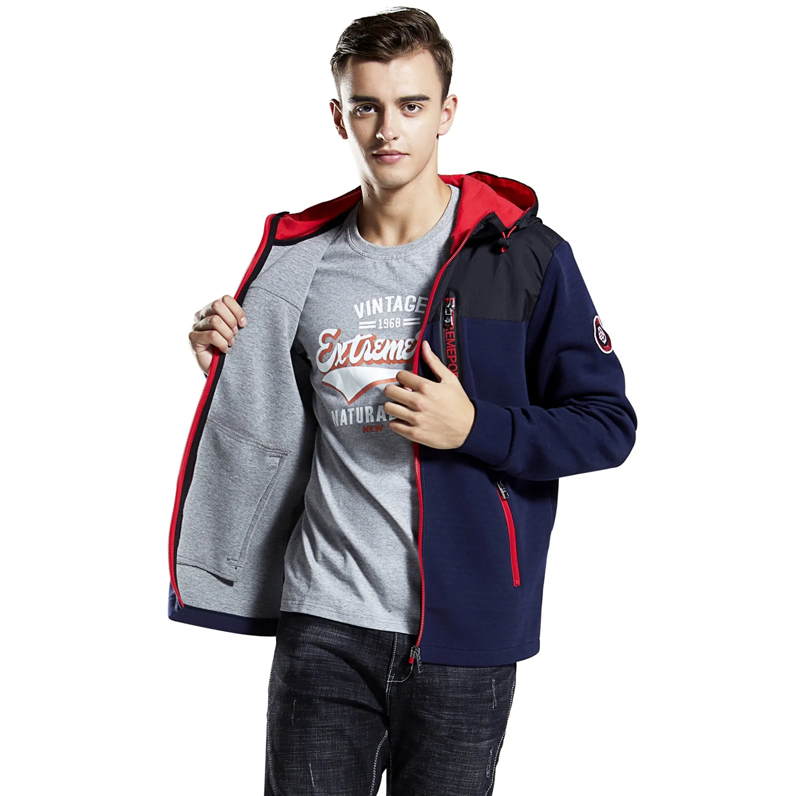 Men's Hoodie Sweatshirt jacket Heather Scuba