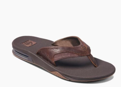 Men's Reef Leather Fanning Flip Flop Sandals