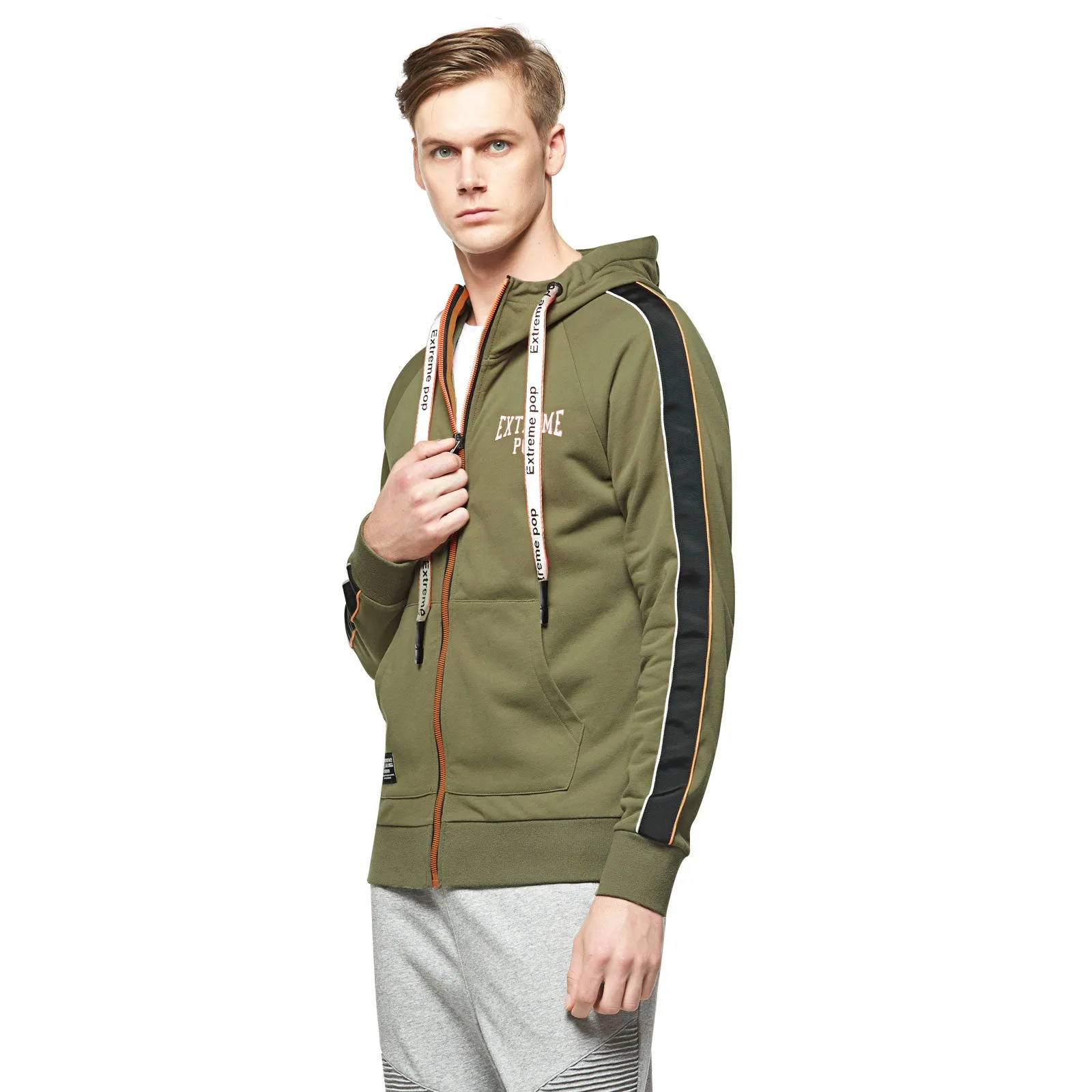 Mens Sports Star Hoodie - Khaki