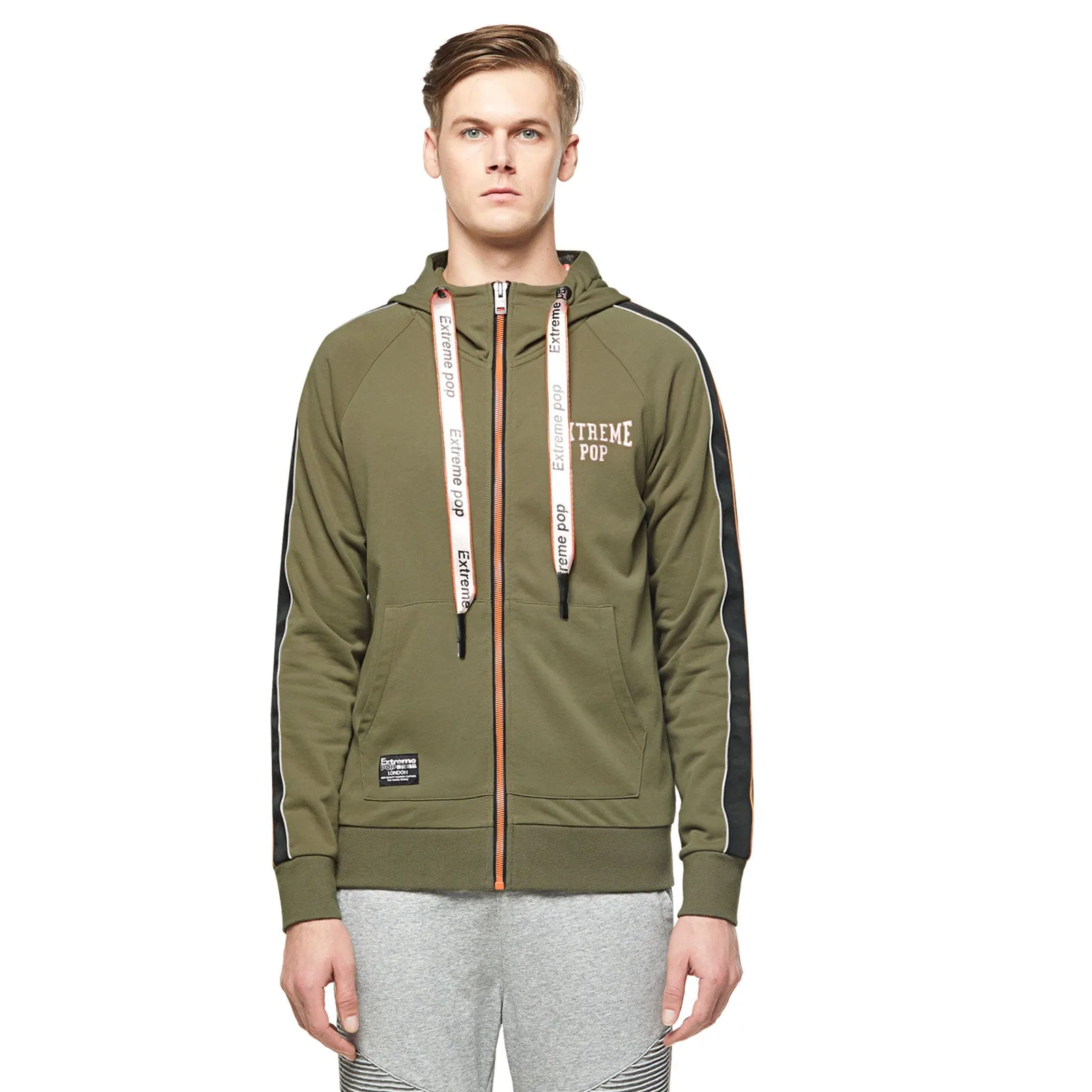 Mens Sports Star Hoodie - Khaki