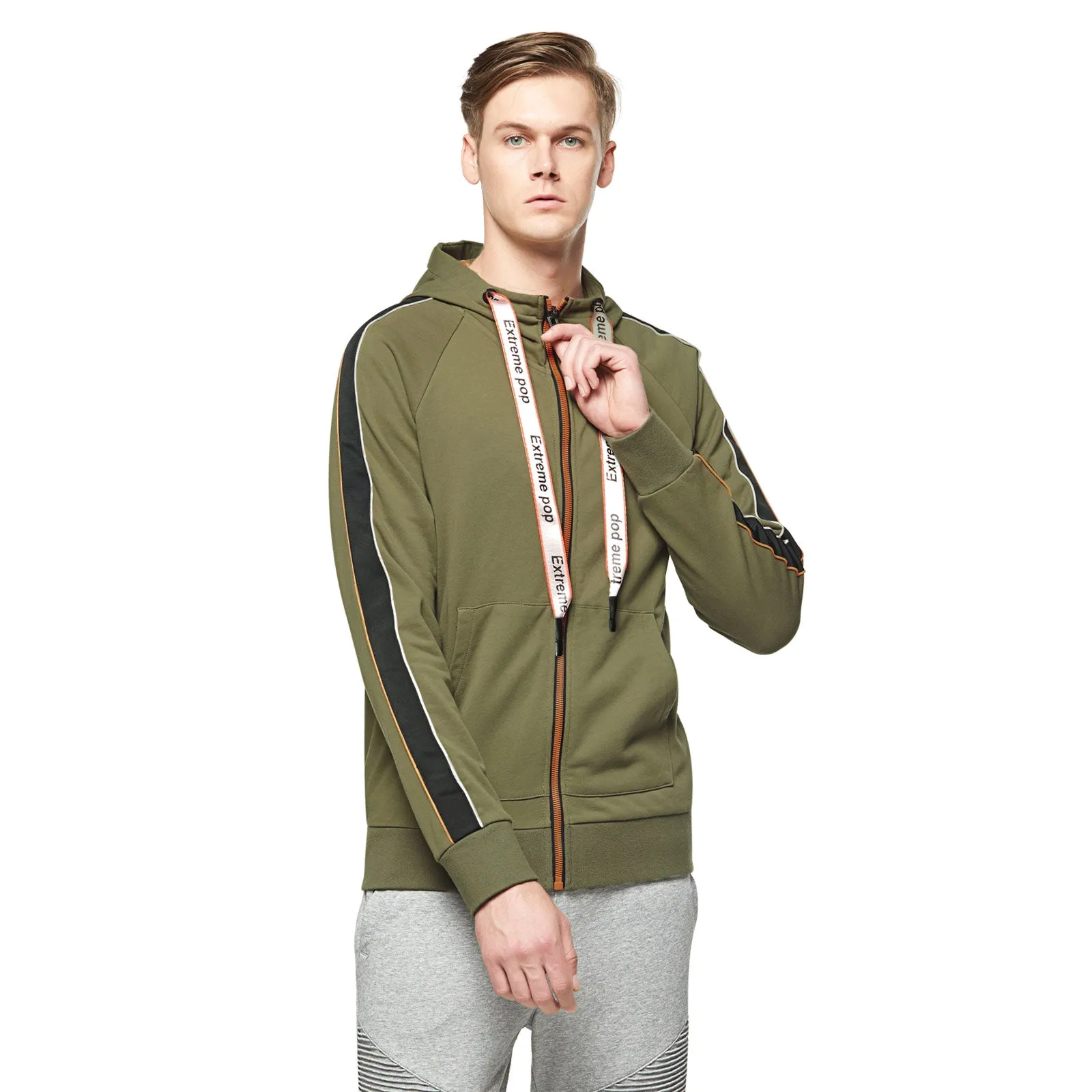 Mens Sports Star Hoodie - Khaki