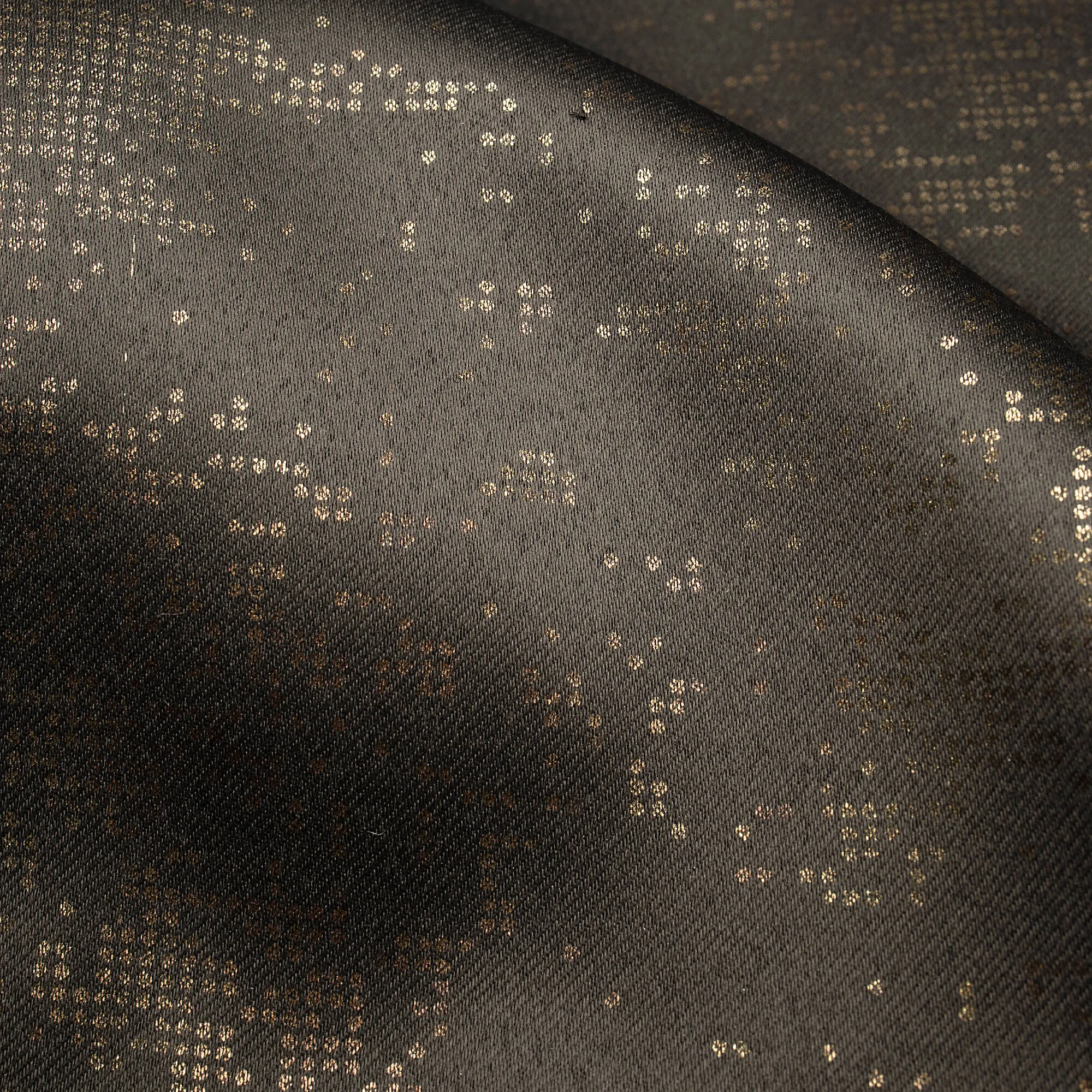 Metallic Brown Golden Dots Geometric Pattern Premium Curtain Fabric (Width 54 Inches)