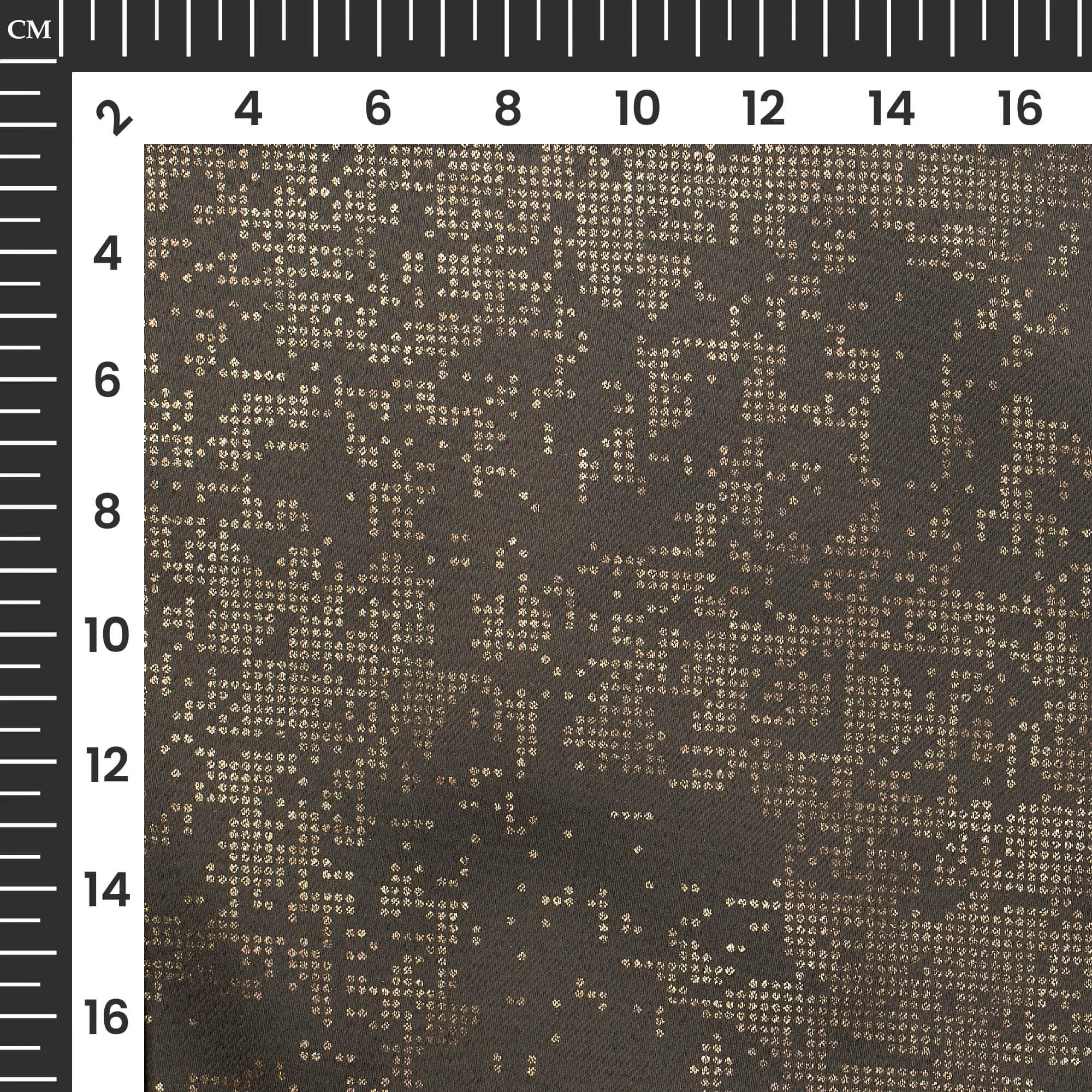 Metallic Brown Golden Dots Geometric Pattern Premium Curtain Fabric (Width 54 Inches)